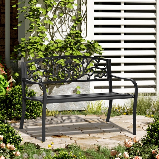 Riviera 2-Seater Garden Bench, Steel-Black