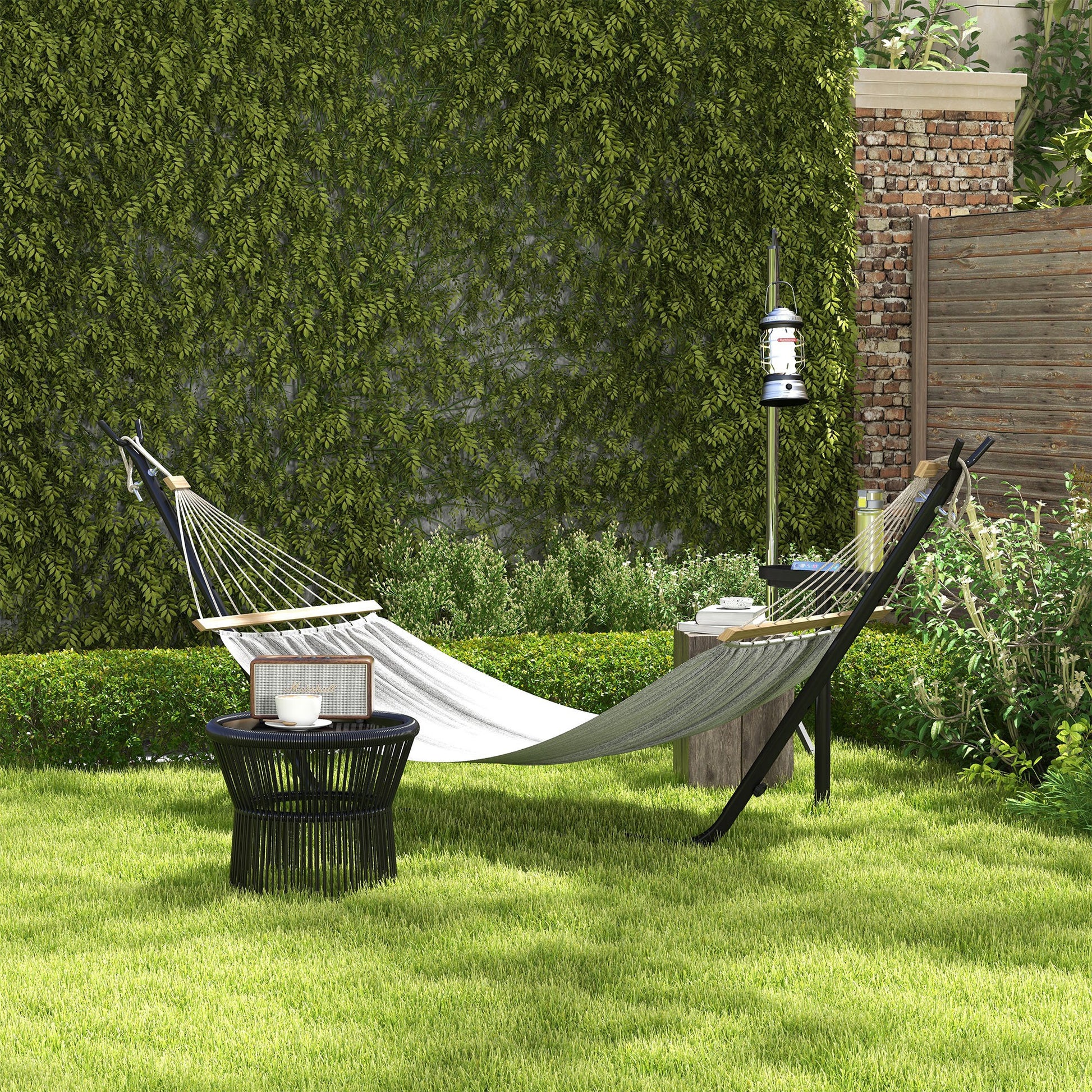 Ibiza 9.4ft Hammock Stand with Side Tray Stand, Steel Frame Hammock Net Stand, for String-style, Brazilian-style