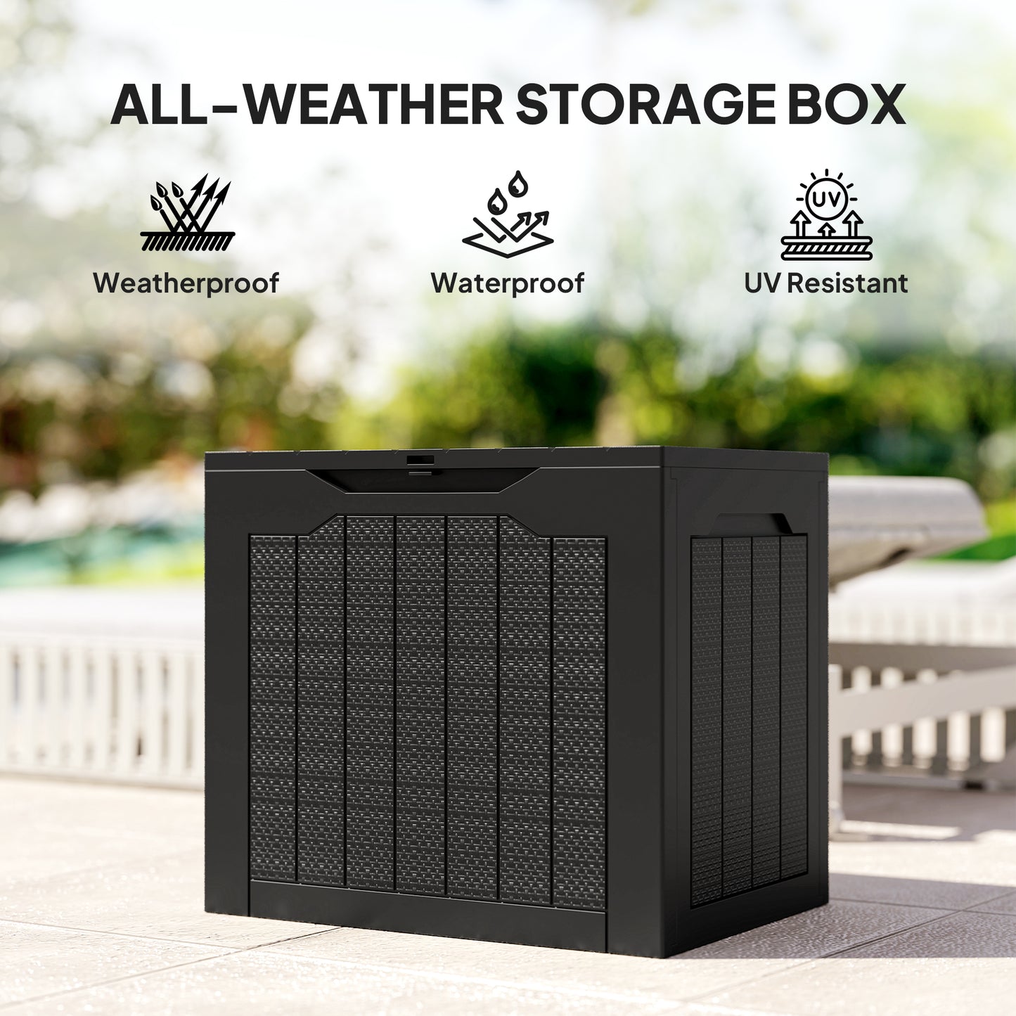 Outsunny - 93L Plastic Garden Storage Box, Black