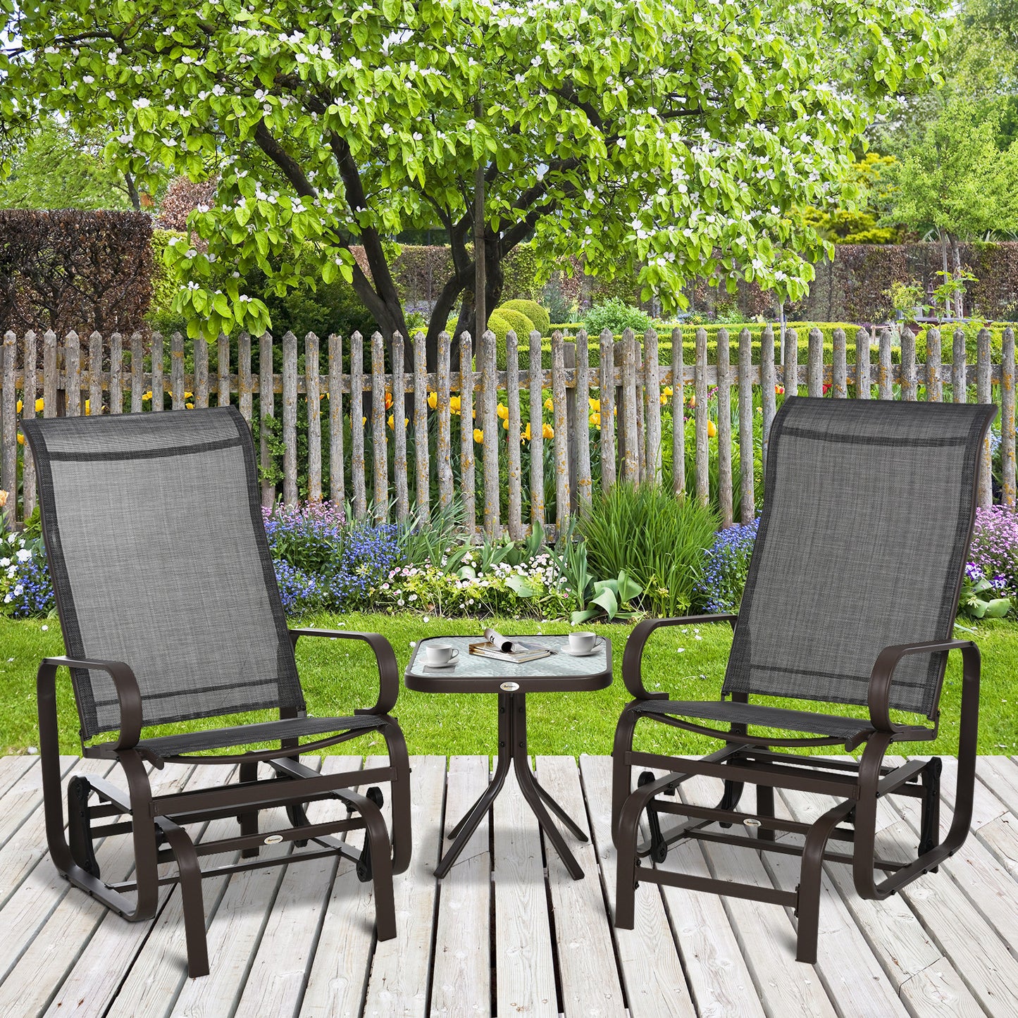 Marbella 3 Piece Garden Gliding Chair Set