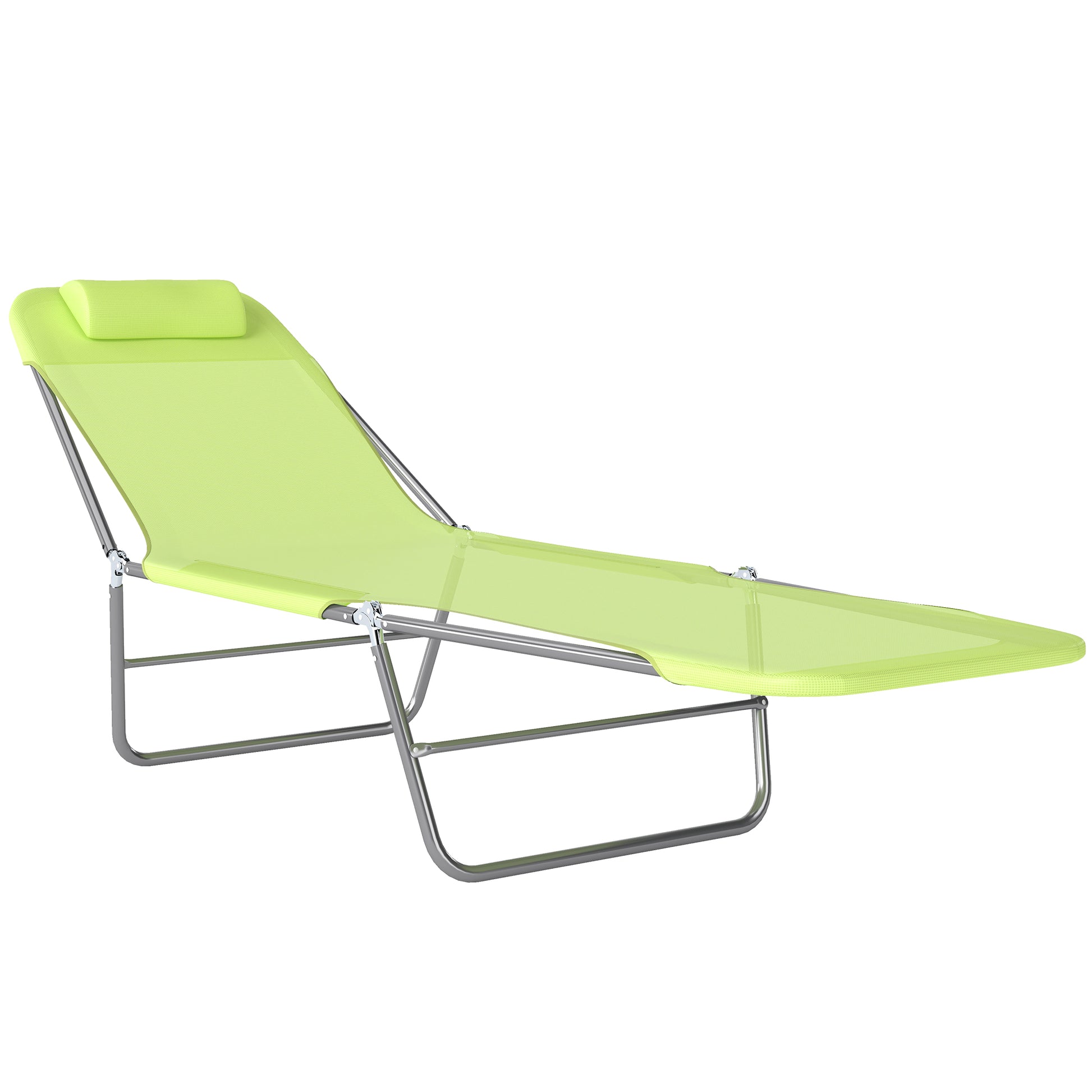 Outsunny Single Folding Sun Lounger - Green