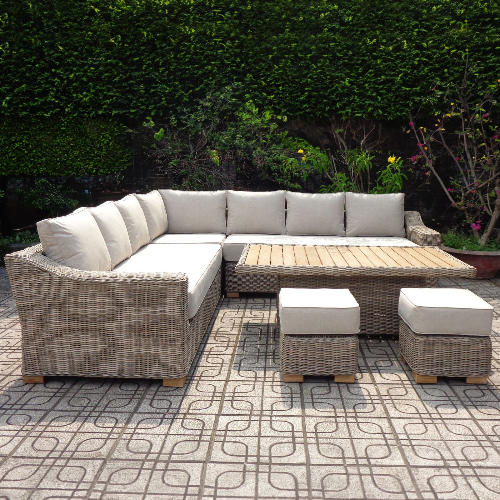 Capri Outdoor Large Corner Set With Riser Table + 2 Stools - image 2