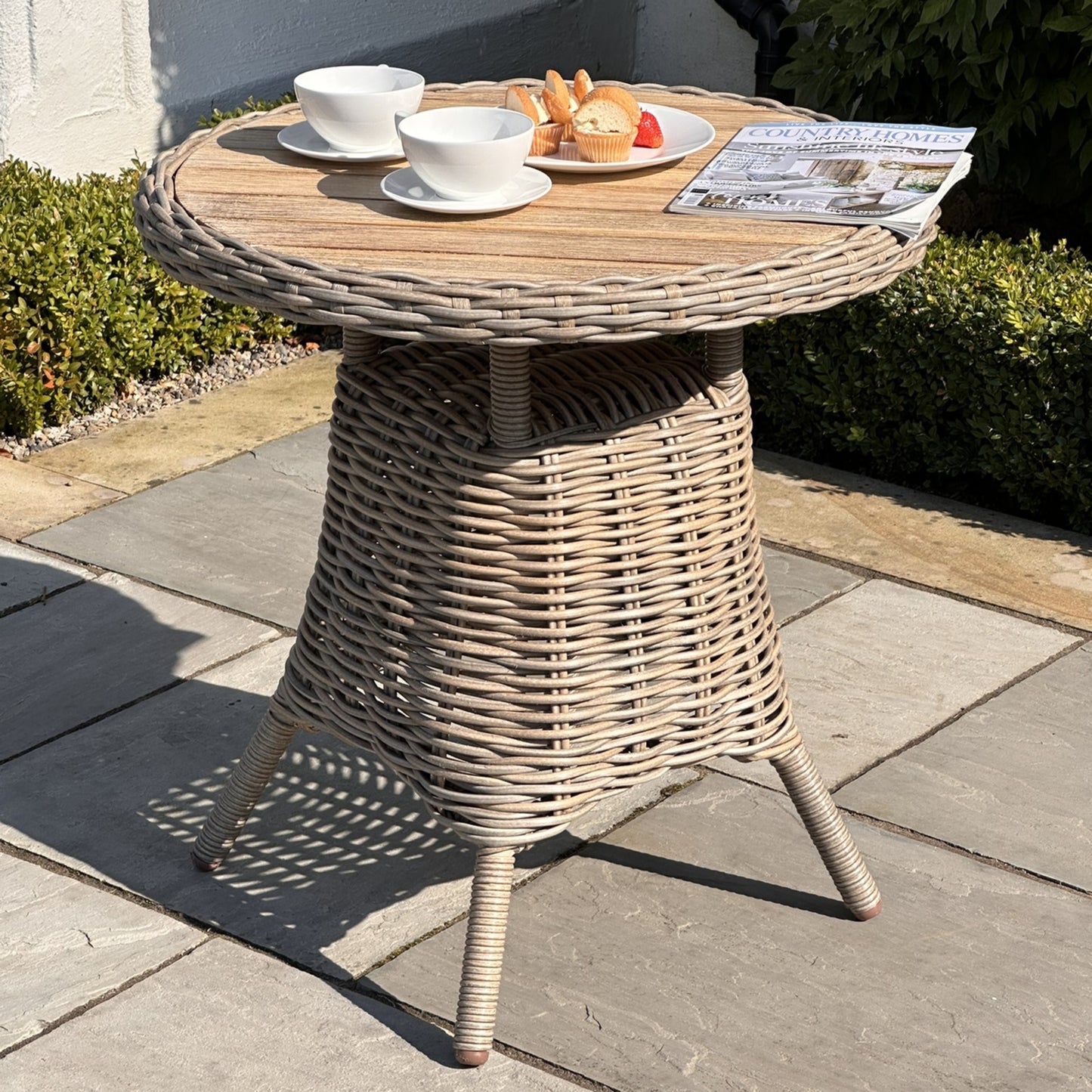 Amalfi Outdoor Bistro Table With Wood Top - main image