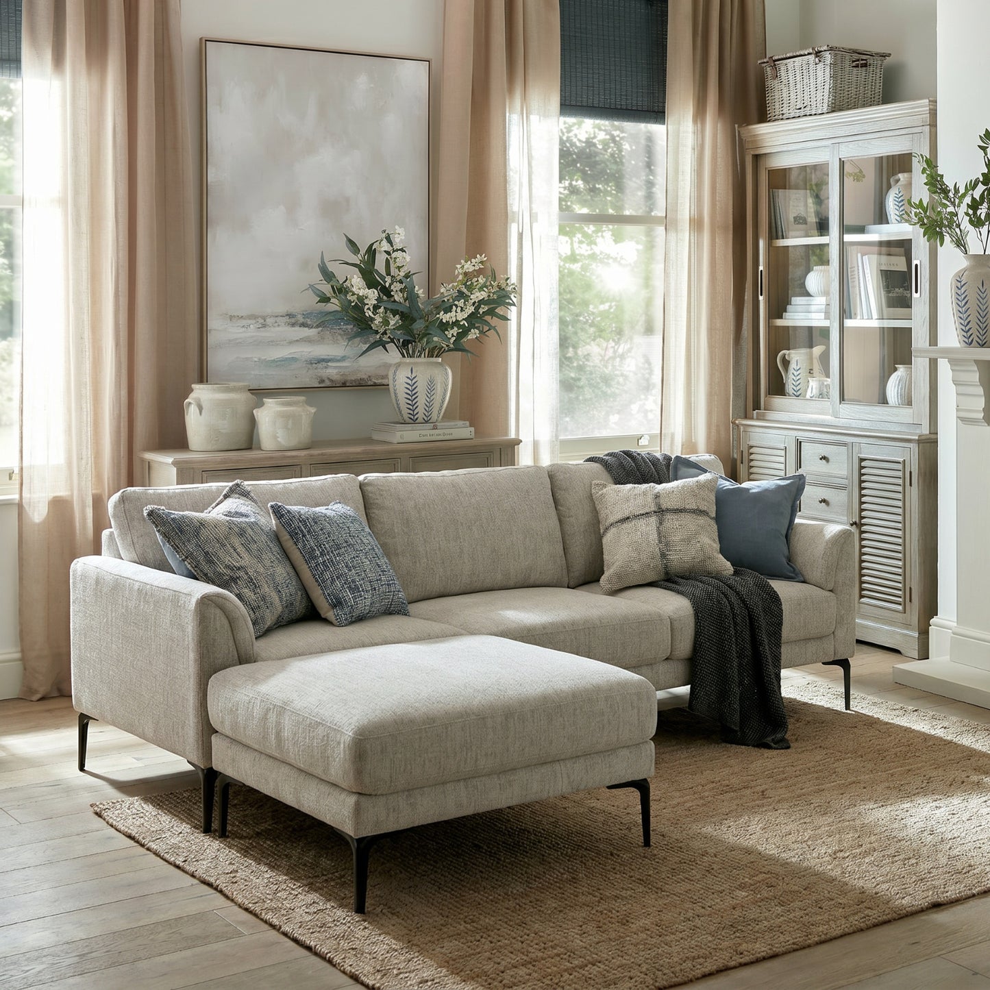 Zephra Three Seater Sofa With Footstool - main image