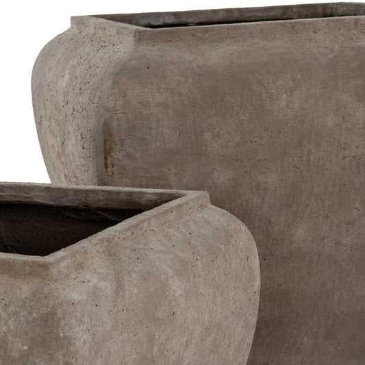 Outdoor Umber Square Drum Set Of 2 Planters - image 2