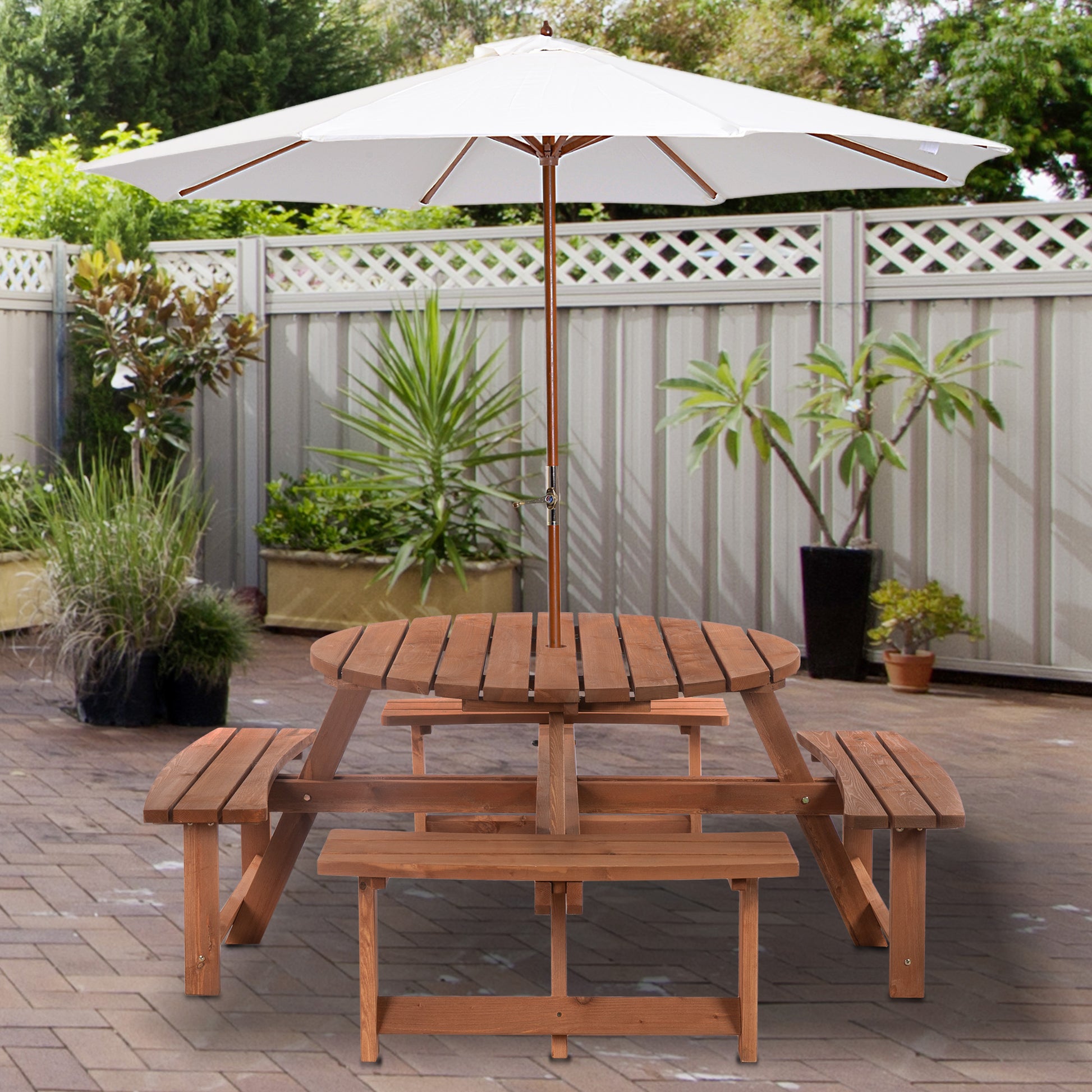 Marbella 8-Seater Wooden Picnic Set-Fir Wood