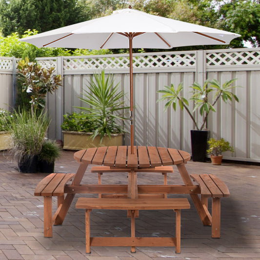 Marbella 8-Seater Wooden Picnic Set-Fir Wood