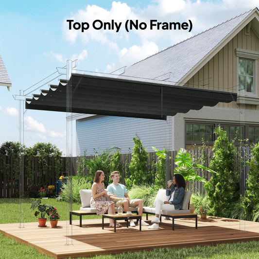 Retractable Pergola Cover, 2.55 x 2.5 m Replacement Canopy Fabric for 3 x 3 m Frame, Roof Top Only