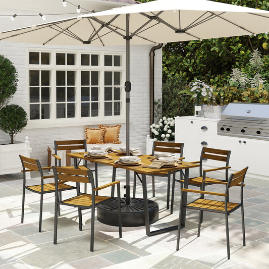 Verona Seven-Piece Wood Panel Patio Dining Set - Brown/Black