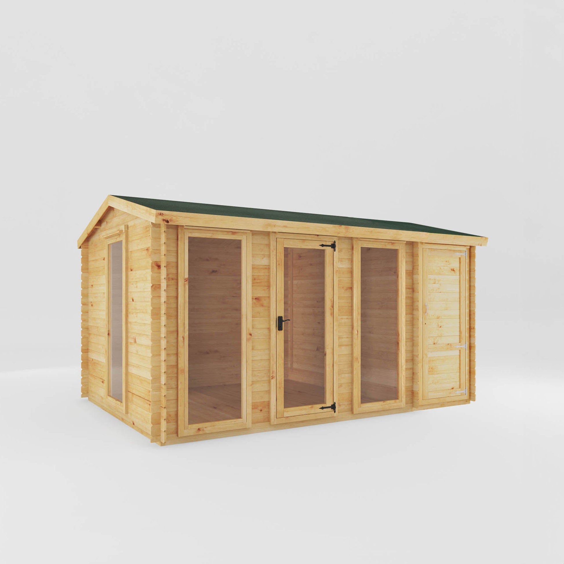 Mercia Value 19mm Reverse Apex Log Cabin with Side Shed - Mercia