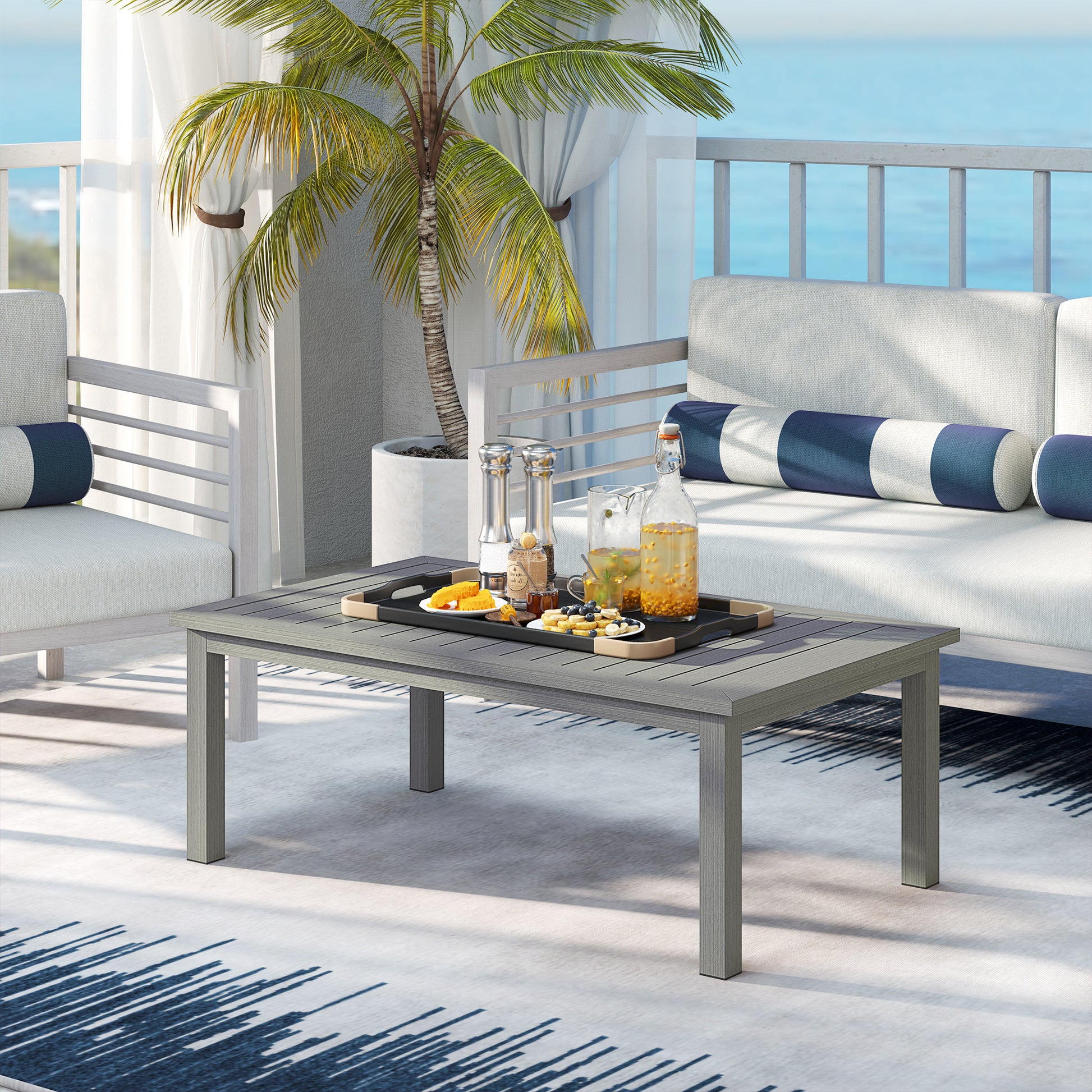 Mediterraneo 100cm x 60cm Aluminium Outdoor Coffee Table - Grey