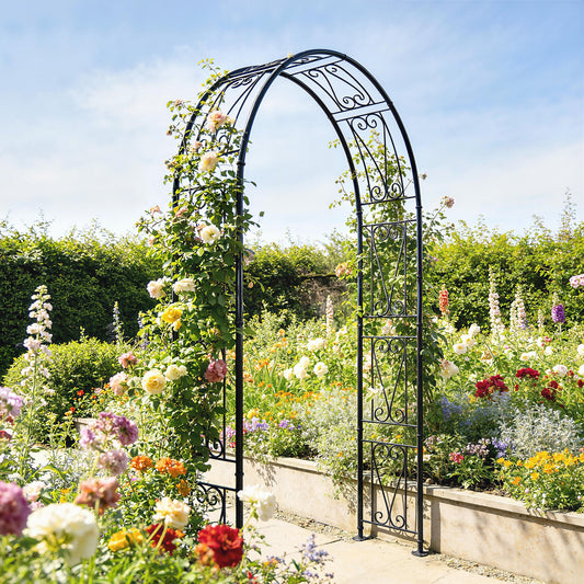 Garden Arch & Arbour Trellis – Black, 155 x 40 x 246 cm