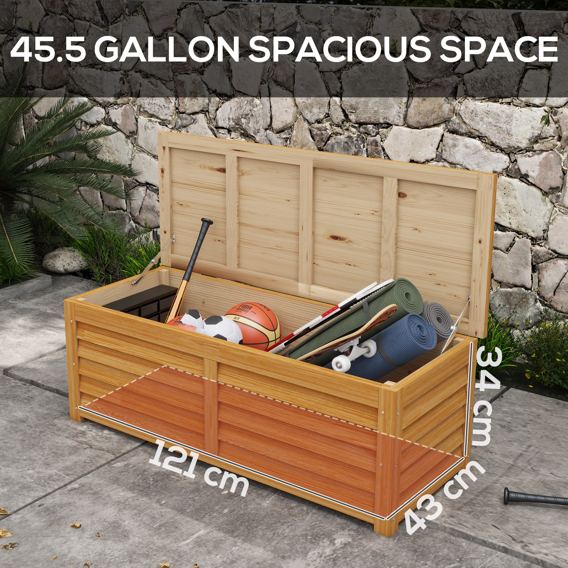 Outsunny - 292L Wooden Garden Storage Box, Brown