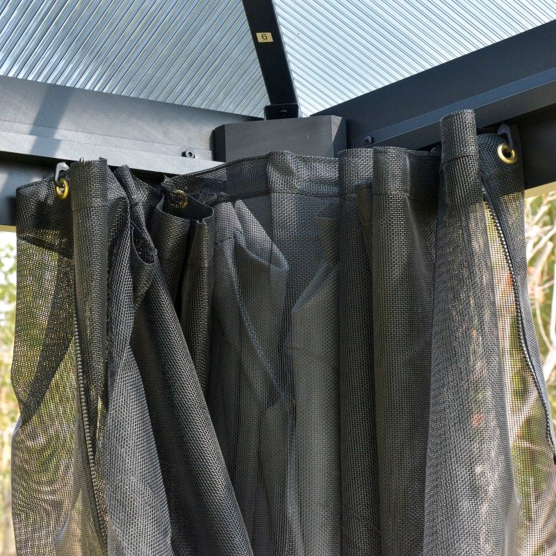 3x3m Premium Hardtop Garden Gazebo with Aluminium & Steel Frame, Polycarbonate Roof, Curtains and Insect Mesh Enclosure