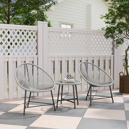 Verona 3 Piece Rattan Bistro Set, Garden Bistro Set with Acapulco Chairs and Glass Top Table