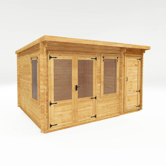 Mercia Value 19mm Pent Log Cabin with Side Shed - Mercia