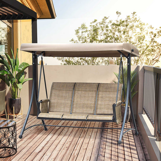 Tivoli 3 Seater Garden Swing Seat Outdoor Swing Chair with High Back Design, Steel Frame, Side Pouches