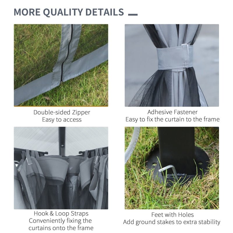3m x 3m Hardtop Gazebo with Polycarbonate Roof – Aluminium Frame Garden Shelter with Curtains & Mesh Netting
