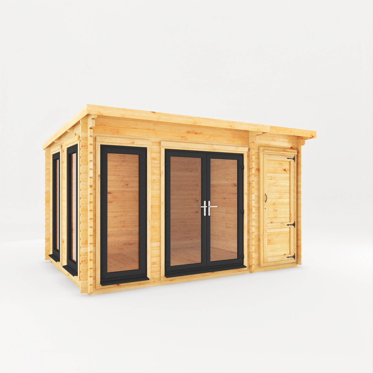 Mercia The Studio Pent Log Cabin with Side Shed - image 4