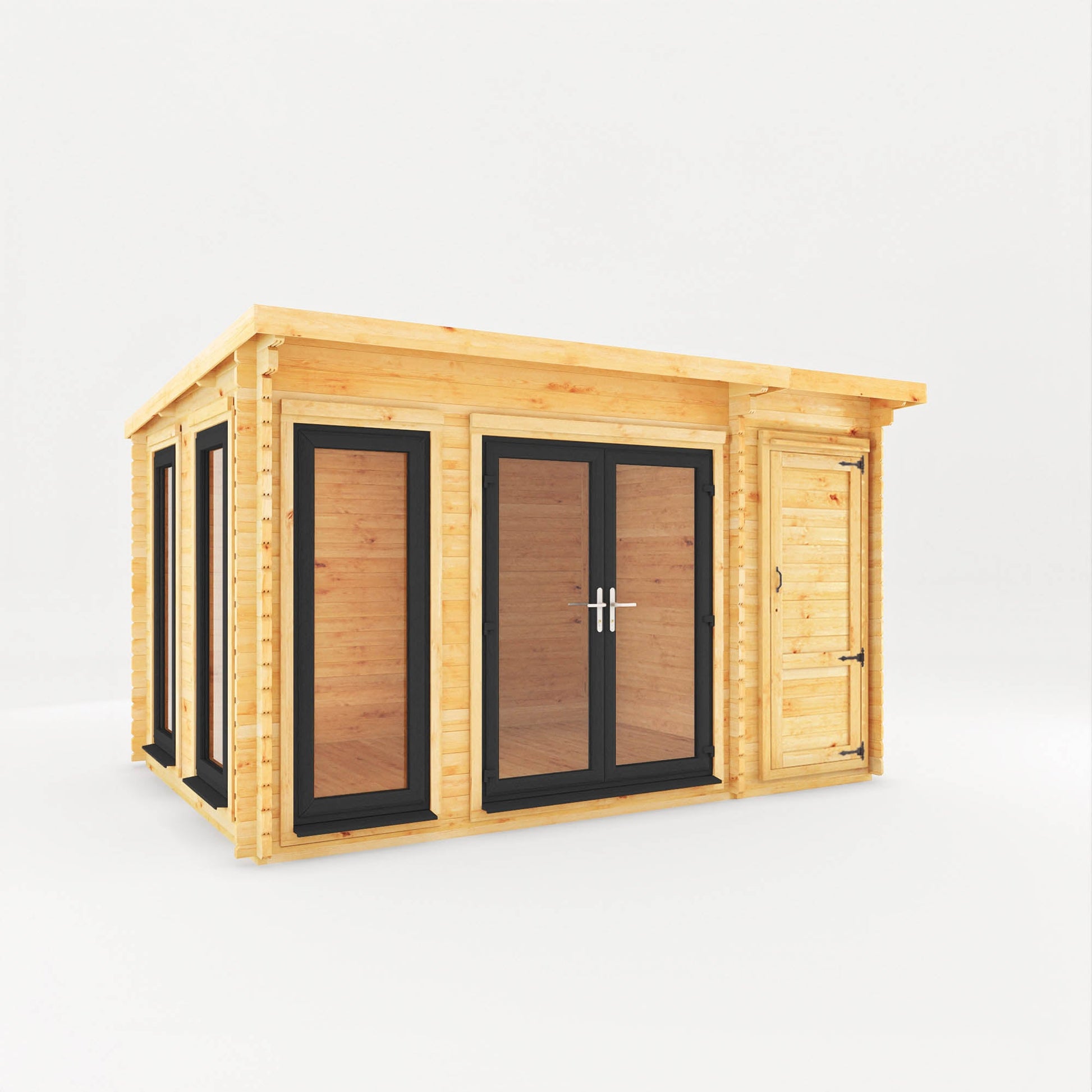 Mercia The Studio Pent Log Cabin with Side Shed - image 4