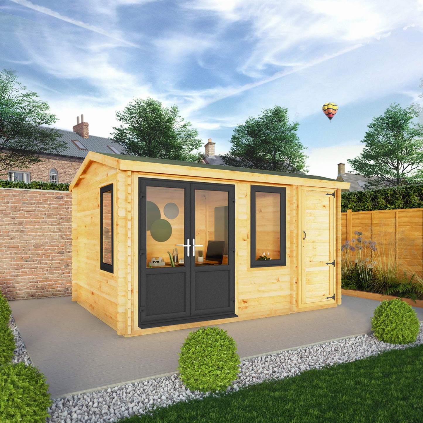 Mercia The Home Office Elite Log Cabin with Side Shed - image 4