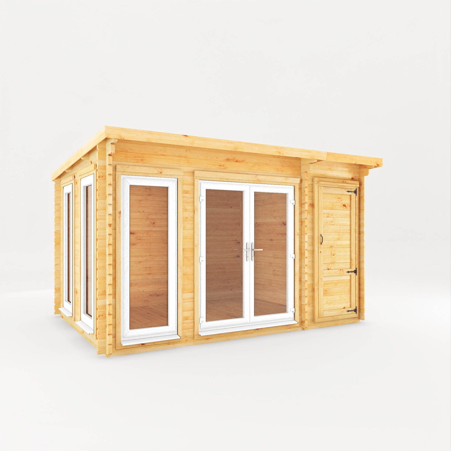 Mercia The Studio Pent Log Cabin with Side Shed - image 2