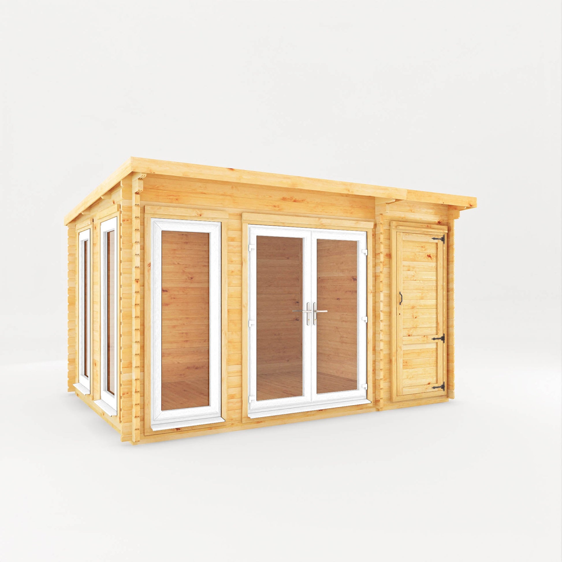 Mercia The Studio Pent Log Cabin with Side Shed - image 2