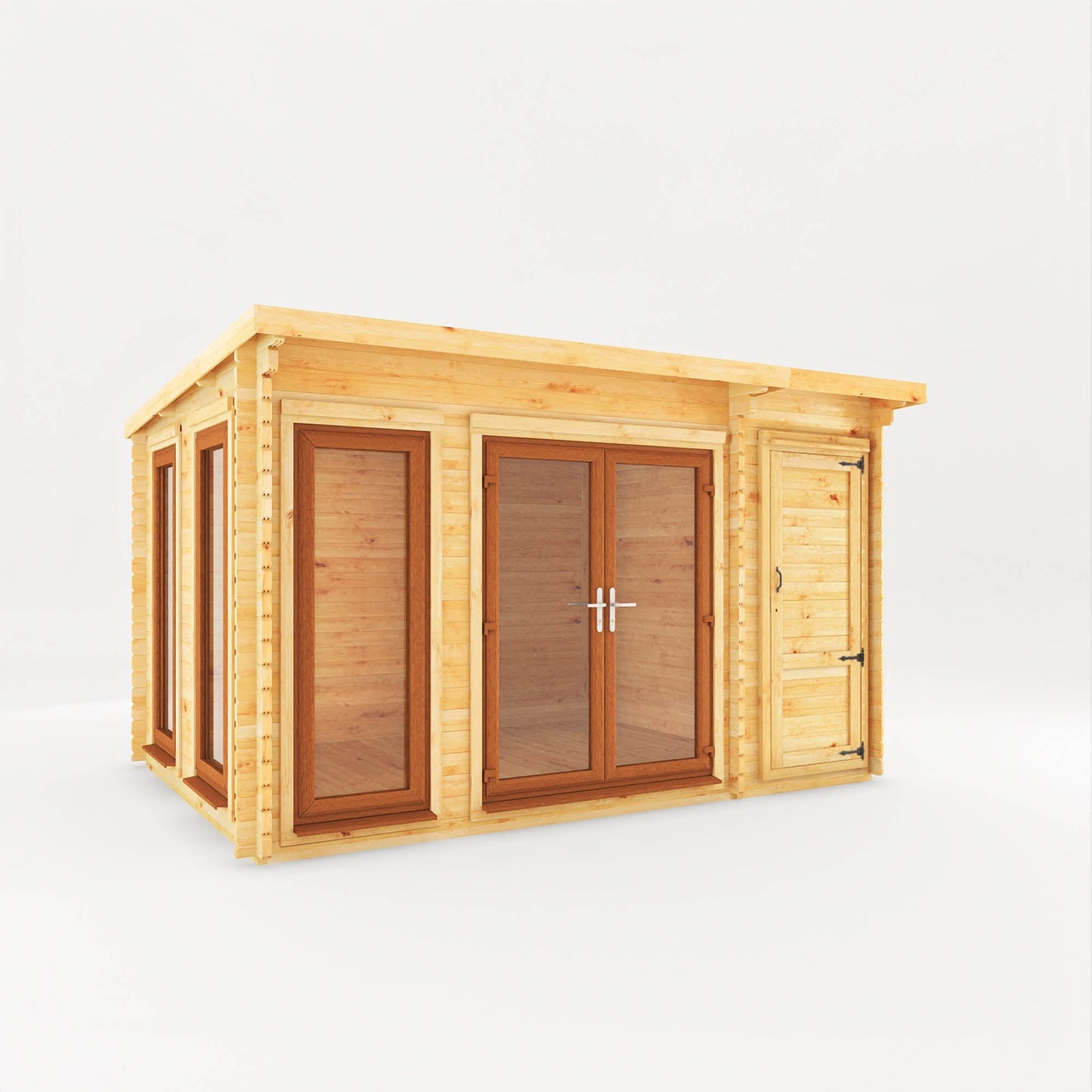 Mercia The Studio Pent Log Cabin with Side Shed - image 3