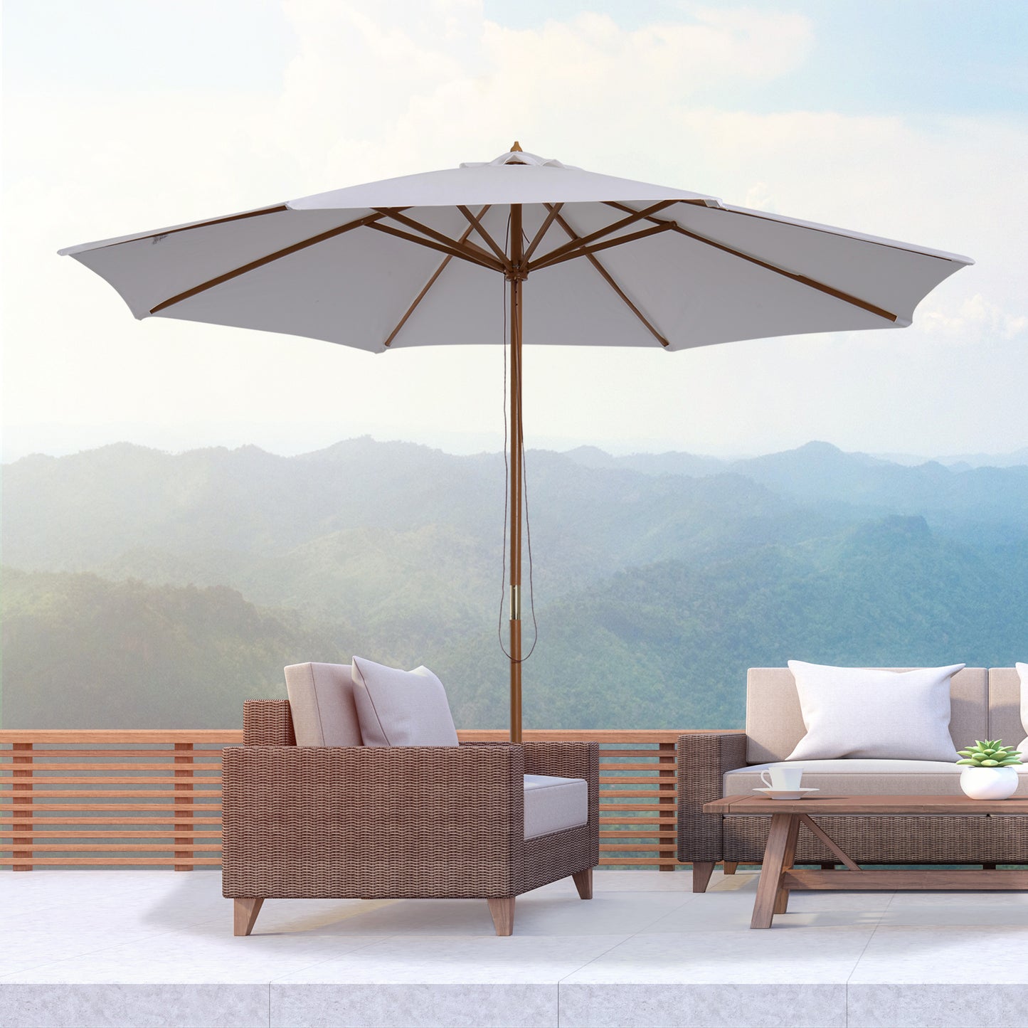 3(m) Garden Parasol, Pulley Operated Patio Umbrella