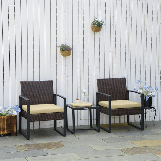Verona 3 pcs PE Rattan Garden Furniture Patio Bistro Set Weave Conservatory Sofa Coffee Table and Chairs