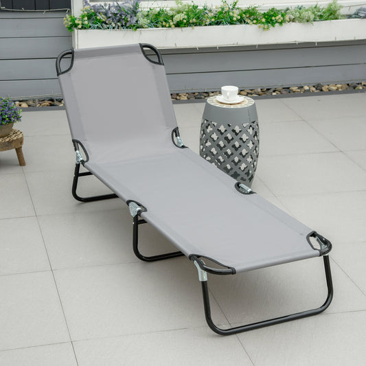 Foldable Sun Lounger with 5-Position Adjustable Backrest, Outdoor Portable Recliner Chaise Lounge Chair with Oxford Fabric for Patio, Beach,