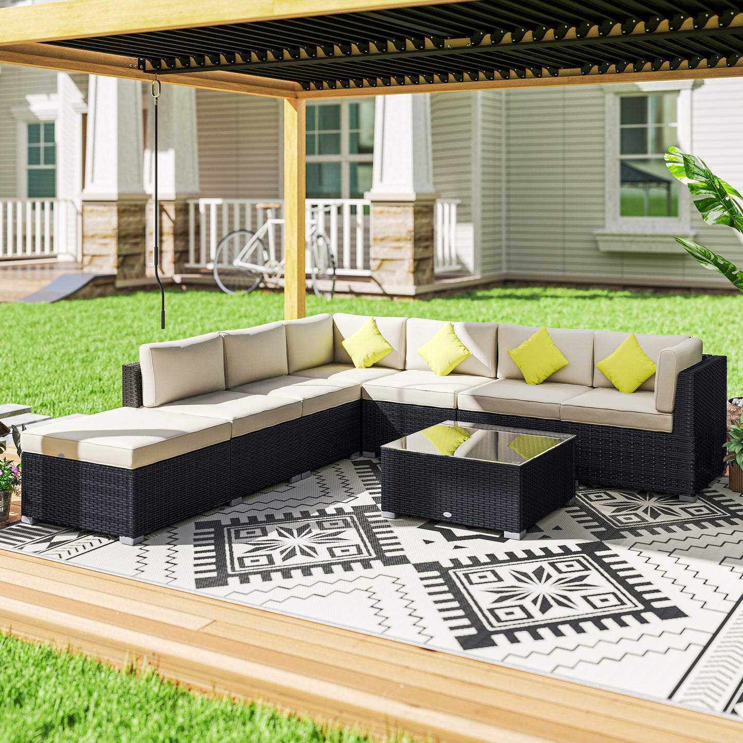 Sorrento 8 Piece Rattan Corner Sofa Set with Wide & Deep Seat