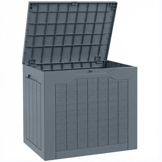 Outsunny - 93L Plastic Garden Storage Box, Light Grey