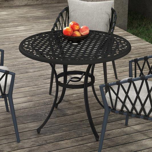 Capri Φ90cm Four-Seated Round Aluminium Garden Table, with Parasol Hole