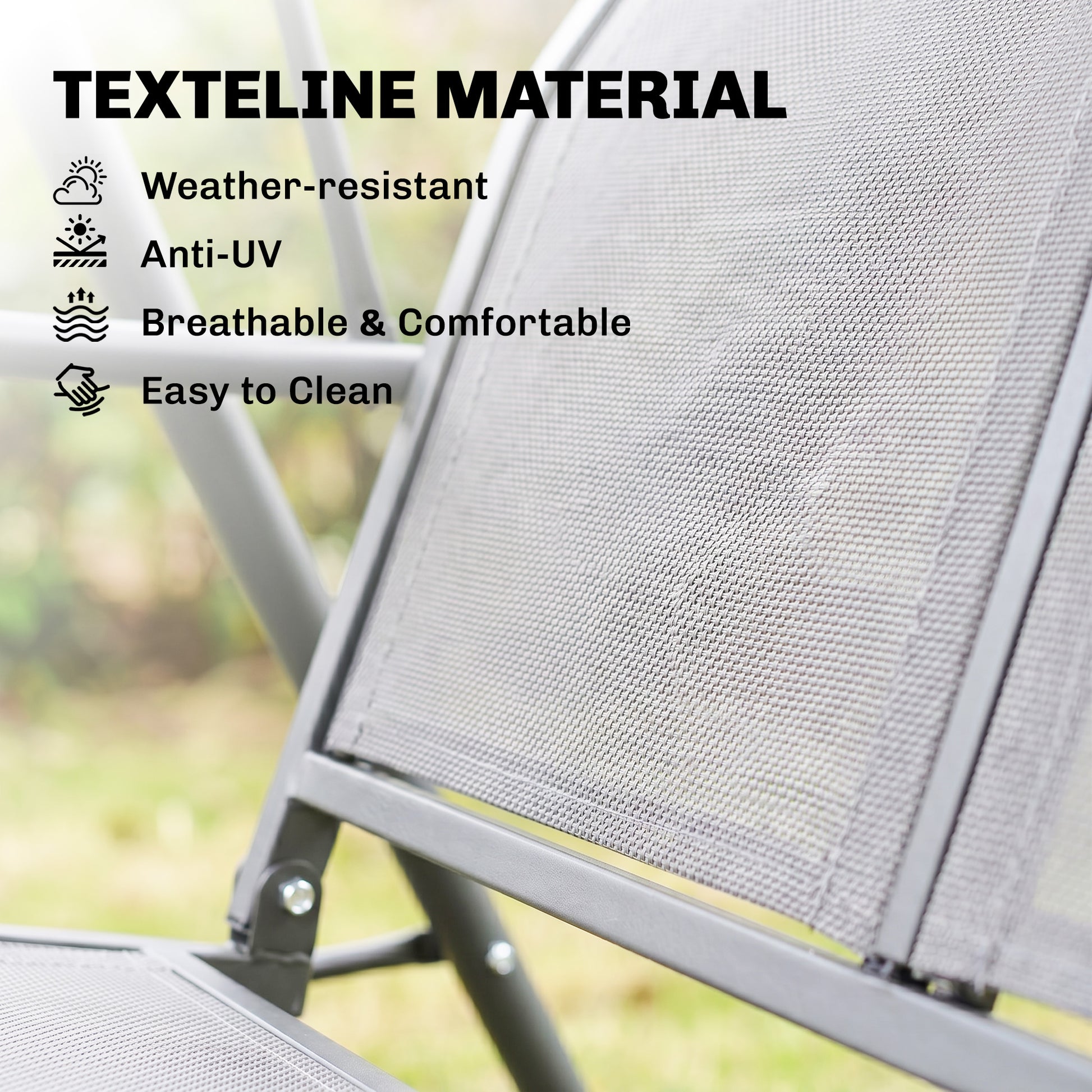 Outsunny 3 Seater Swing Chair, Garden Swing Bench with Adjustable Tilting Canopy, Breathable Mesh Seat and Heavy Duty Steel Frame for Patio, Garden, Grey