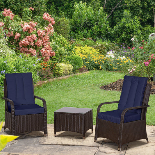 Santorini 3 Piece Rattan Bistro Set with Furniture Cover, Wicker Garden Furniture Set
