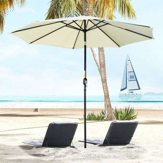 3(m) Tilting Parasol Garden Umbrellas, Outdoor Sun Shade with 8 Ribs, Tilt and Crank Handle for Balcony