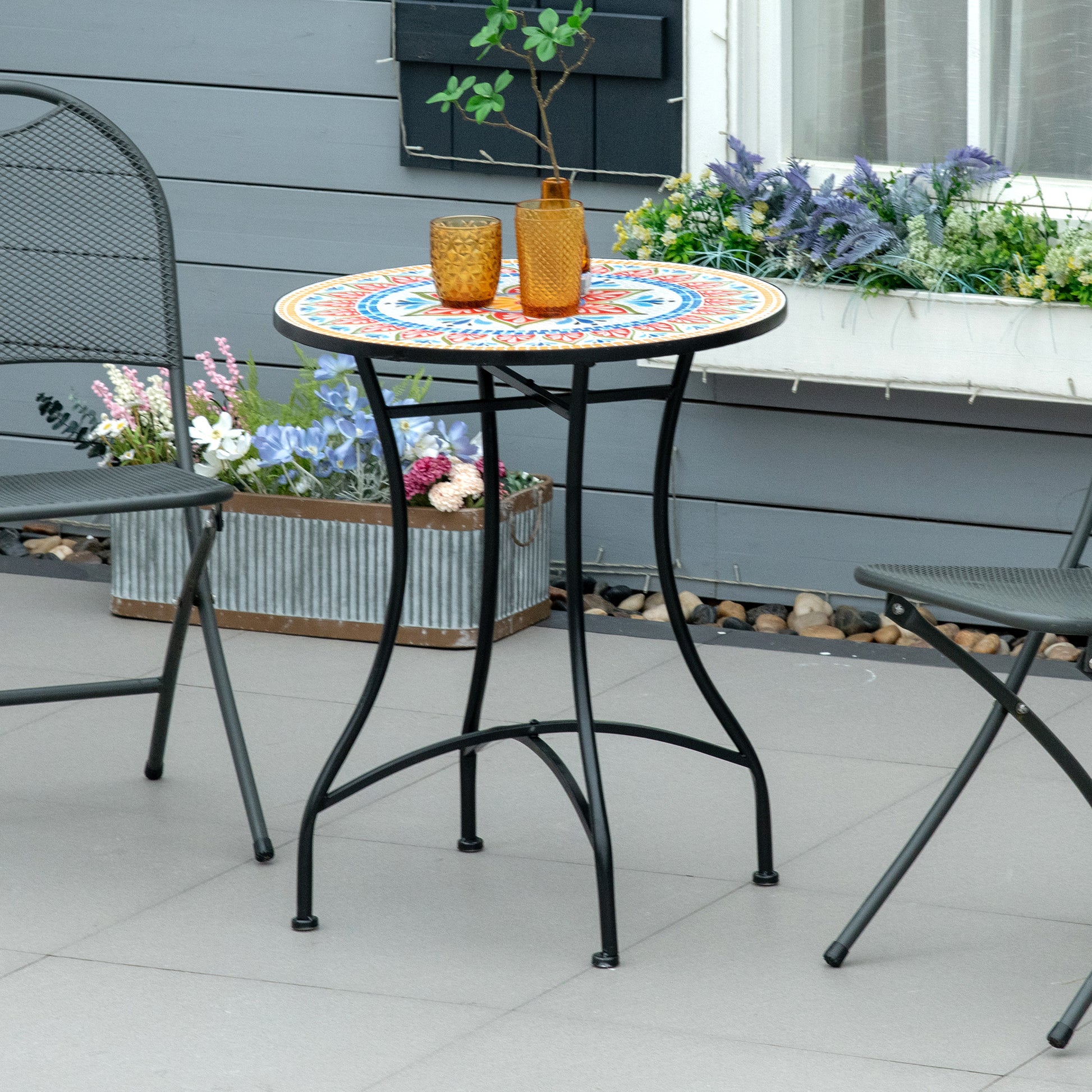 Amalfi Φ60cm Mosaic Garden Table - Red