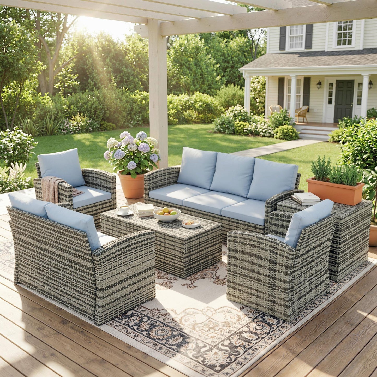 Monaco 6 Piece Rattan Garden Furniture Set