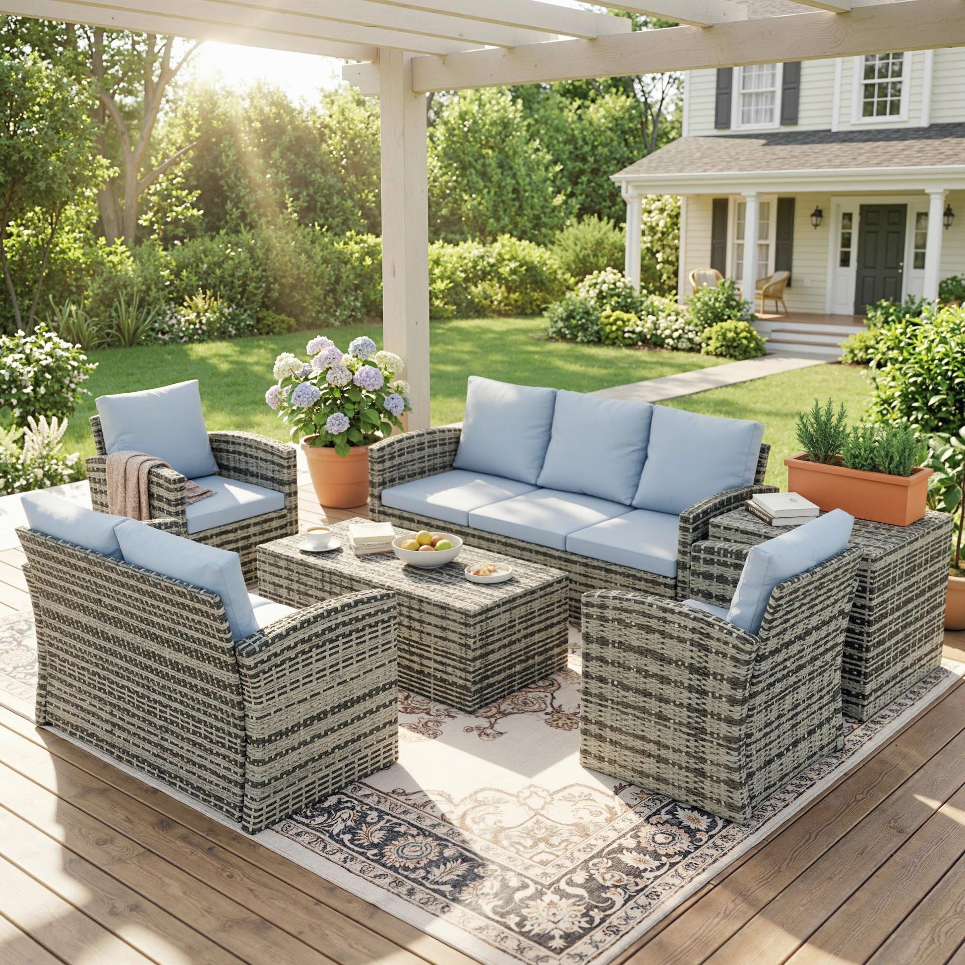 Monaco 6 Piece Rattan Garden Furniture Set