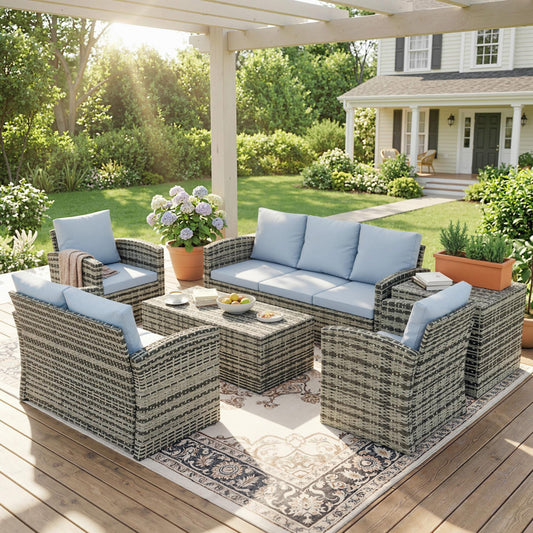 Monaco 6 Piece Rattan Garden Furniture Set