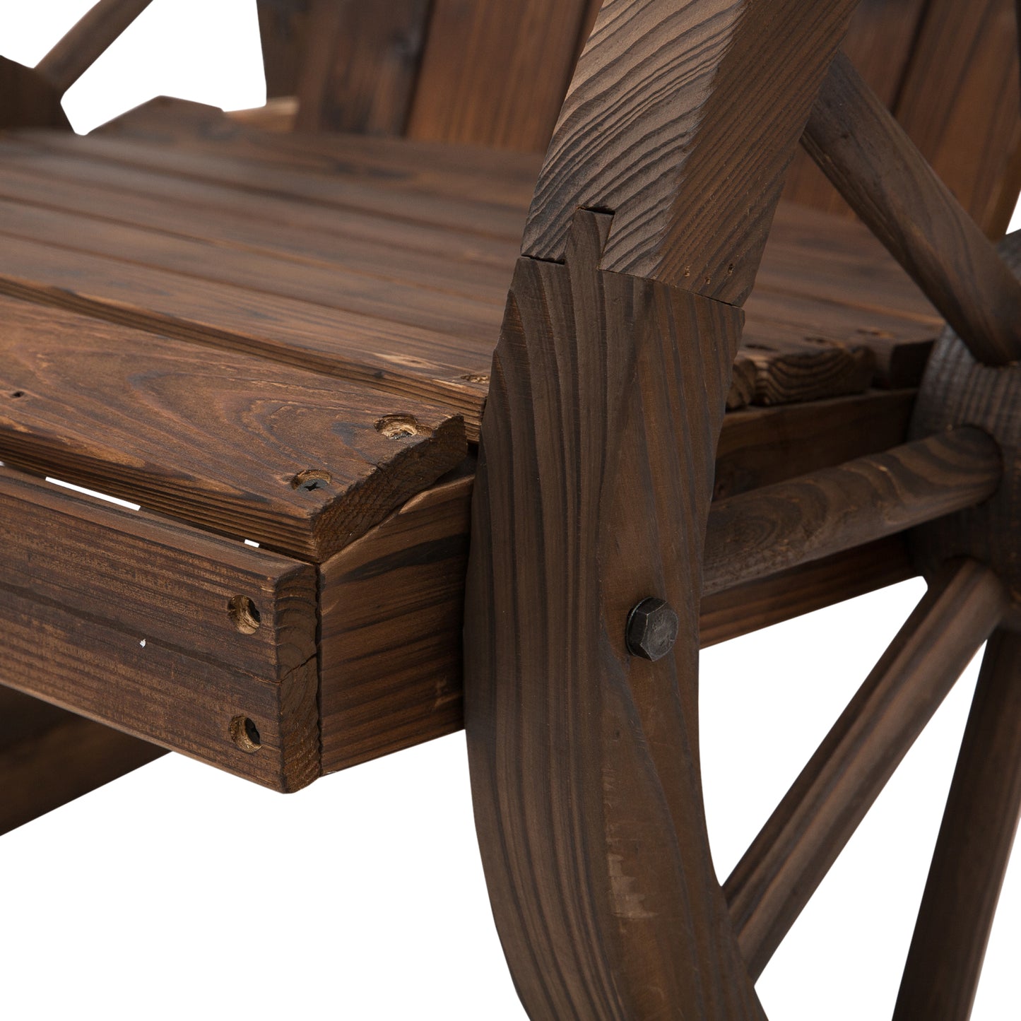 Outsunny Wooden Adirondack Rocking Chair Reclining Armchair Garden Furniture Patio Porch Rocker - Carbonized Wood