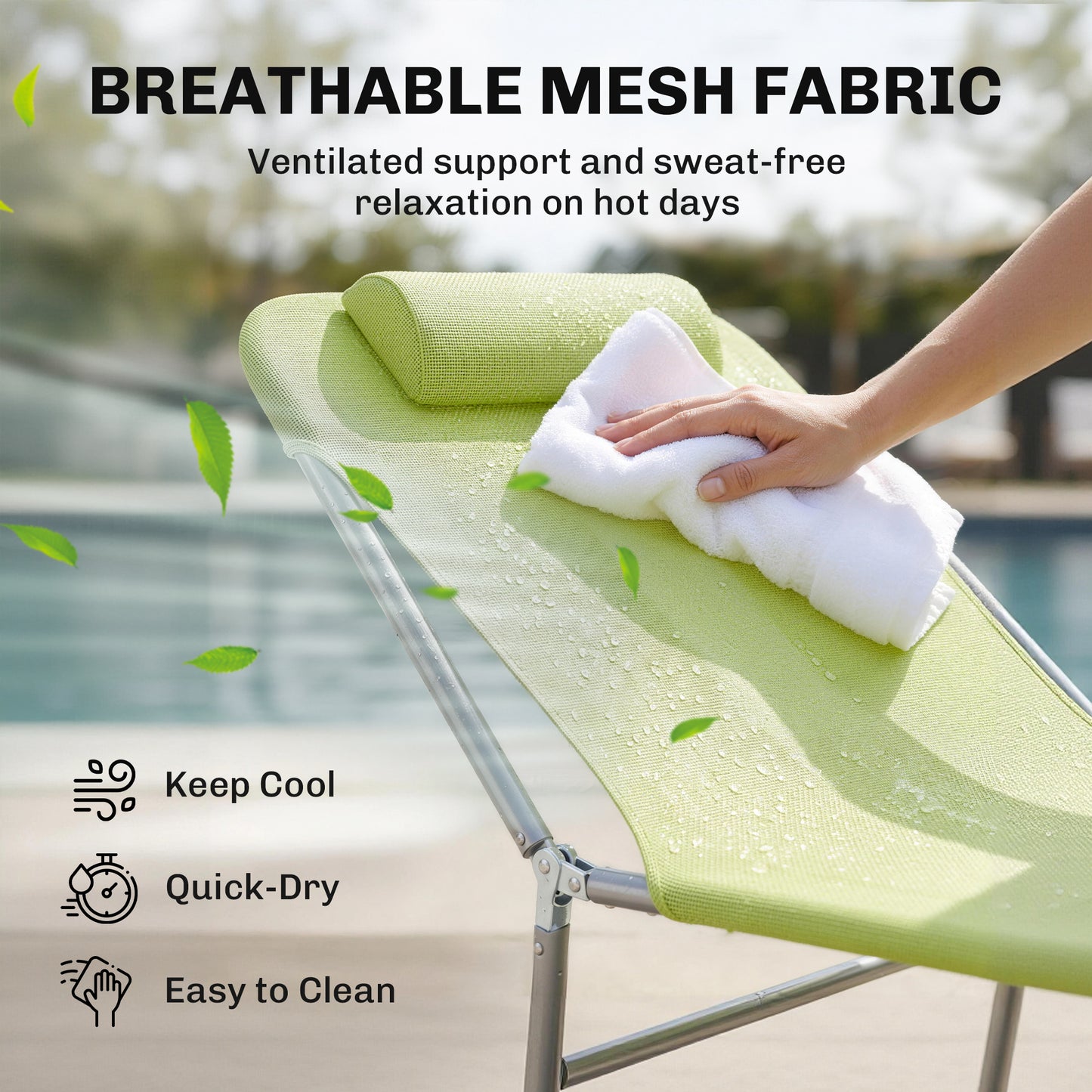 Outsunny Single Folding Sun Lounger - Green