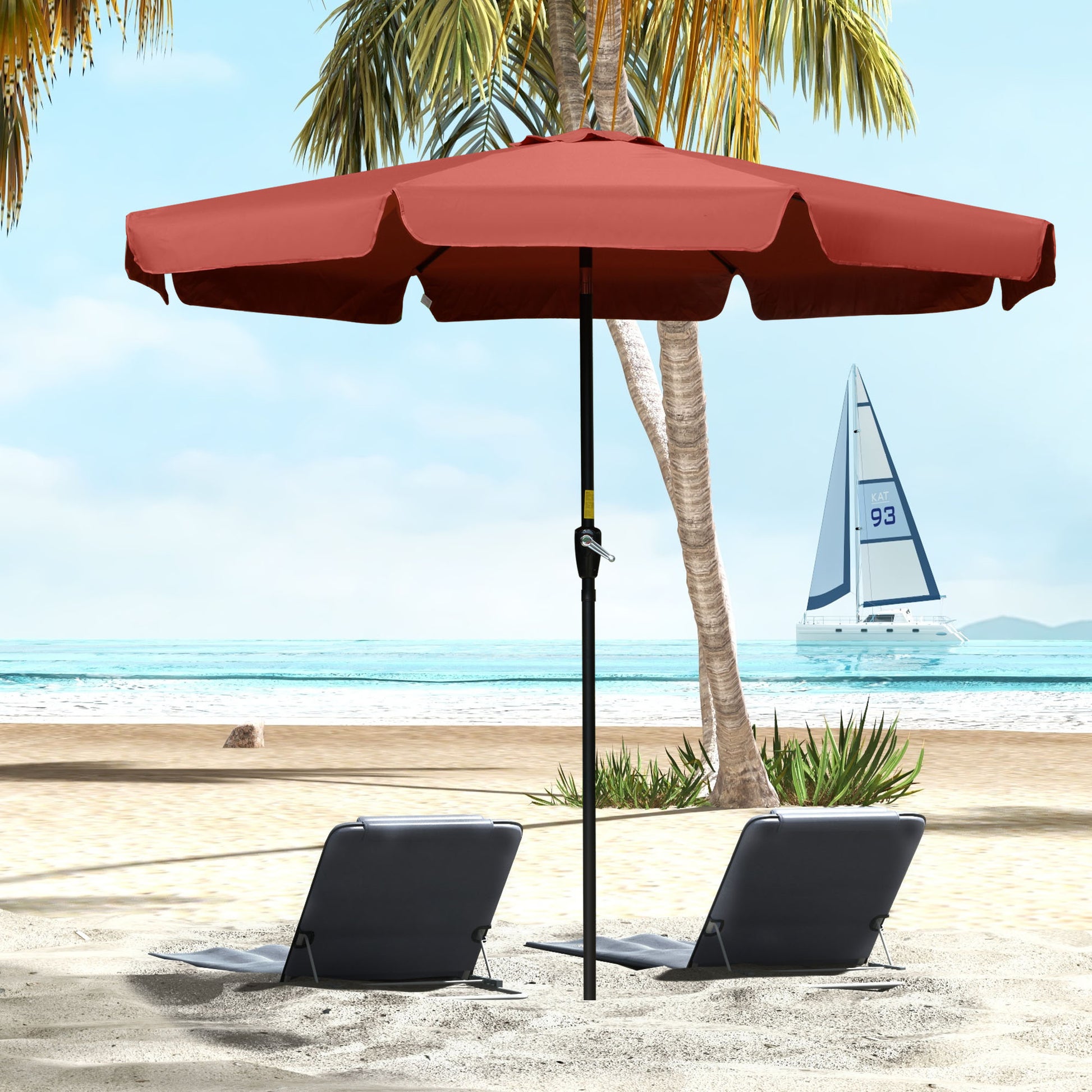 2.7m Patio Parasol Garden Umbrellas Outdoor Sun Shade Table Umbrella with Tilt, Crank, 8 Ribs, Ruffles