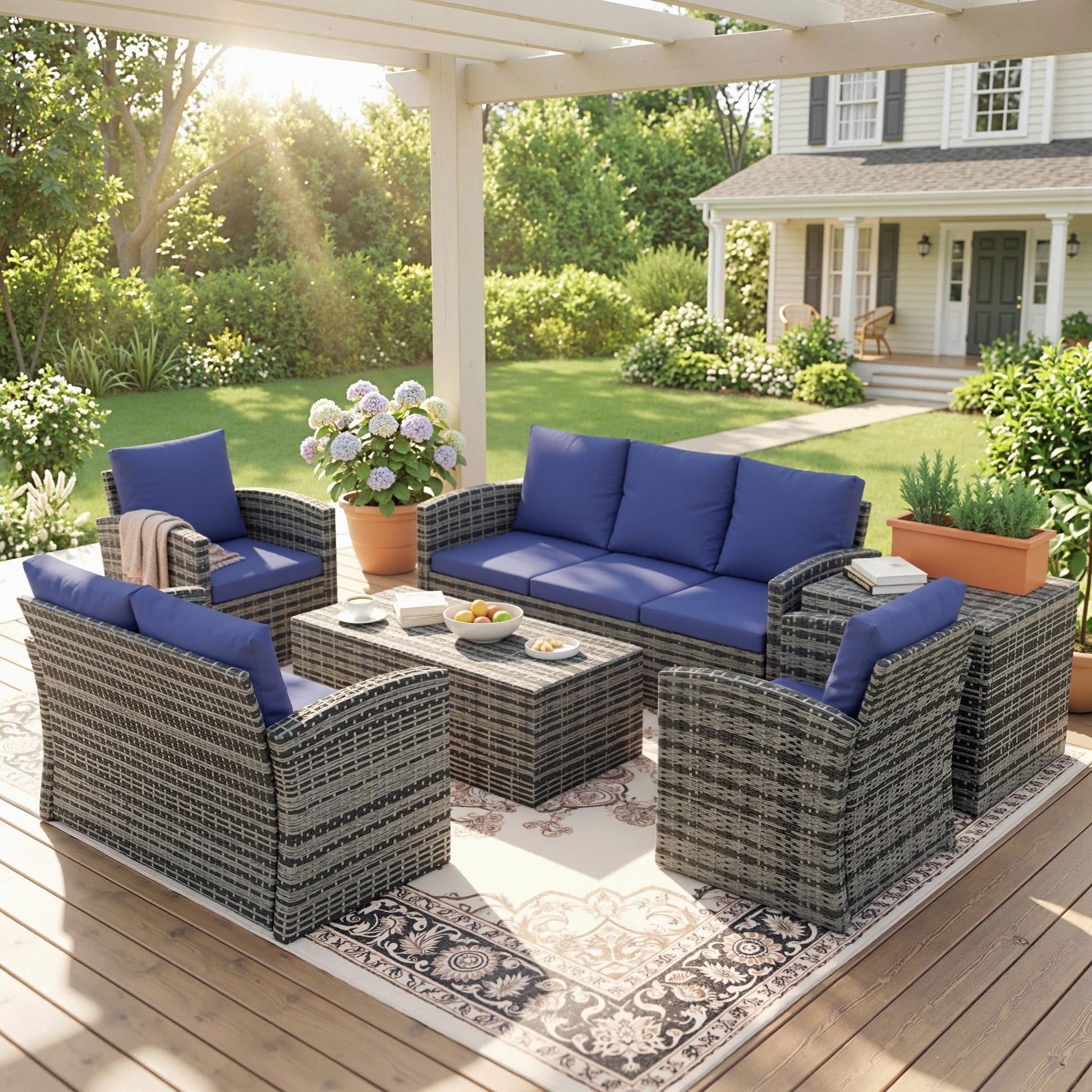 Santorini 6 Piece Rattan Garden Furniture Set