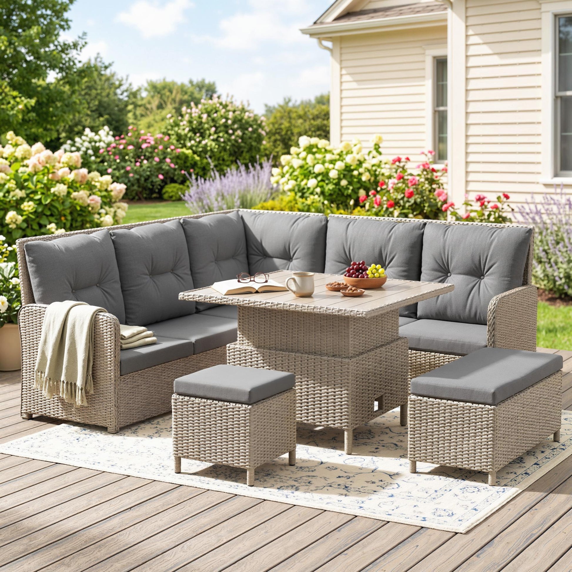 Portofino 7 Seater Rattan Garden Furniture Set