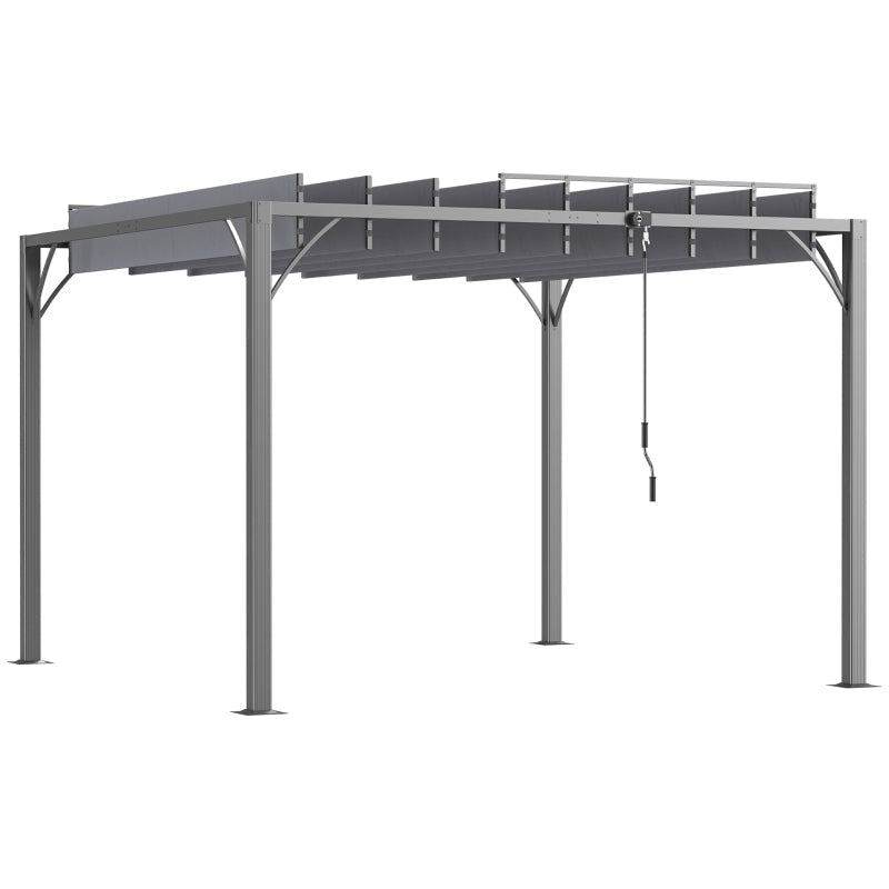 Grey 3m x 3m Aluminium Louvered Roof Pergola – Adjustable Hardtop Patio Canopy with UV50+ Sun Protection & Secure Anchoring Kit