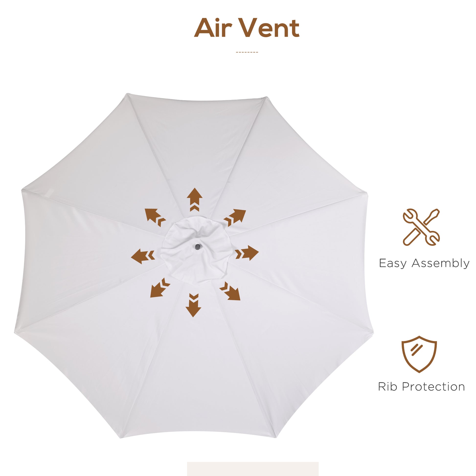 Outsunny 3.3m Elegant Wooden Parasol - Cream