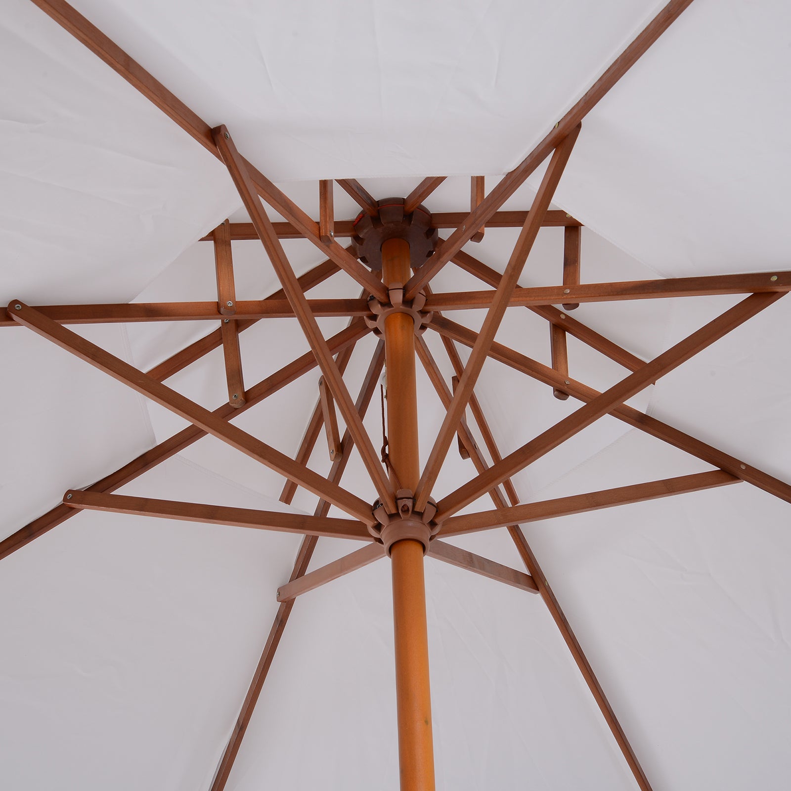 Outsunny 2.7m Elegant Wooden Frame Parasol Umbrella - White