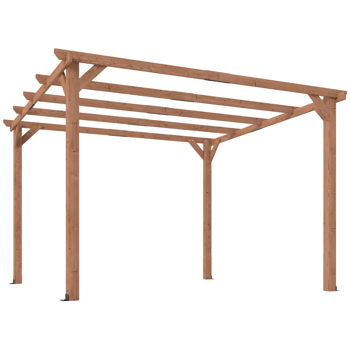 3x3m Wooden Pergola Kit with Triangle Supports – Garden Gazebo Grape Trellis Frame, 5 – Beam Maple Wood – Effect Design